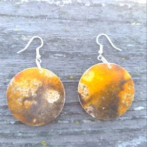 Fall Wooden Circle Earrings